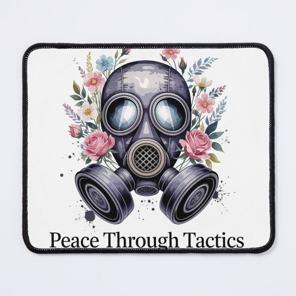 Item preview, Peace Through Tactics - Vintage Gas Mask with Wildflowers Art designed and sold by Thompika.