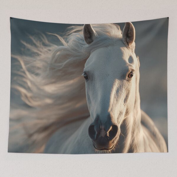 Item preview, White horse stands against the sky designed and sold by anytka.