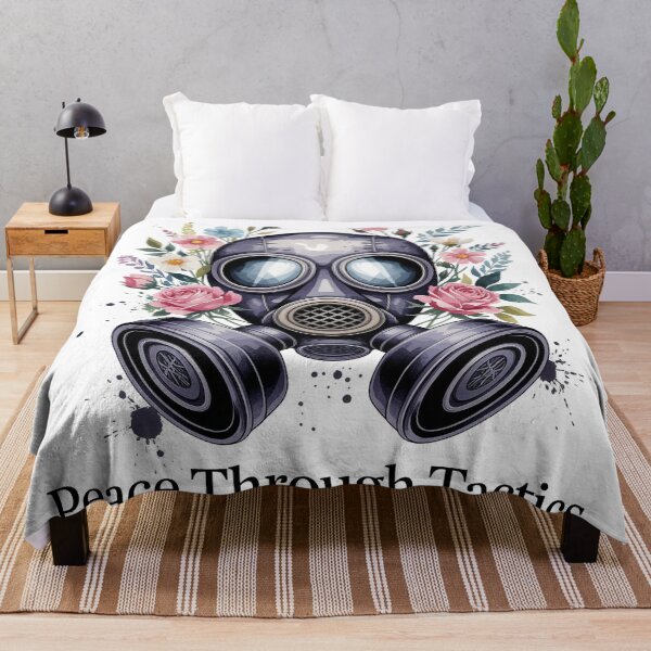 Item preview, Peace Through Tactics - Vintage Gas Mask with Wildflowers Art designed and sold by Thompika.