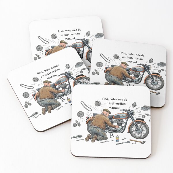 Item preview, motorcycle mechanic, classic motorbike artwork, garage DIY Humour designed and sold by Lunevalleyart.