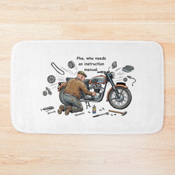 Item preview, motorcycle mechanic, classic motorbike artwork, garage DIY Humour designed and sold by Lunevalleyart.