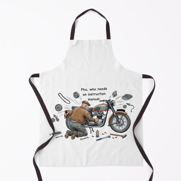 Item preview, motorcycle mechanic, classic motorbike artwork, garage DIY Humour designed and sold by Lunevalleyart.