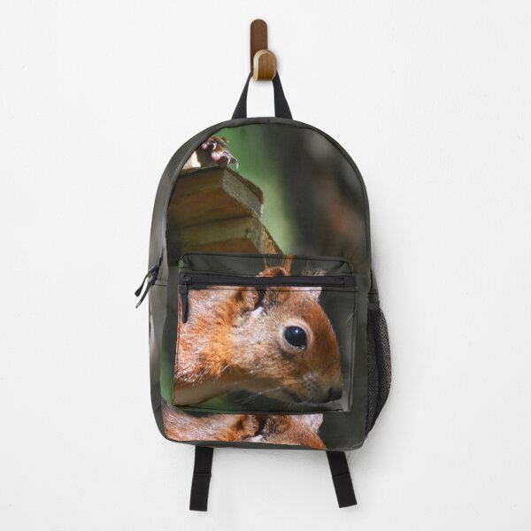 Item preview, Red Squirrel Perched Alertly on a Wooden Feeder designed and sold by Shanguai.