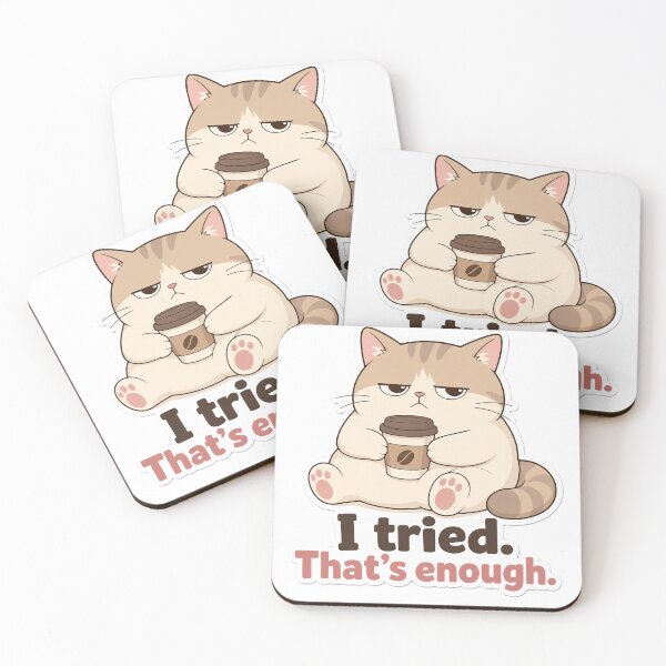 Item preview, "I Tried. That's Enough. — Funny Grumpy Cat Coffee Sticker" designed and sold by EMAZY.