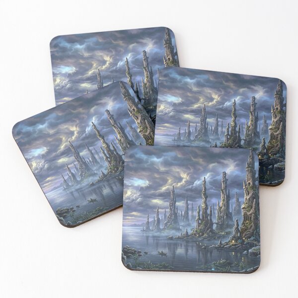 Item preview, Mystical rocky landscape in the evening designed and sold by Sigtrix.