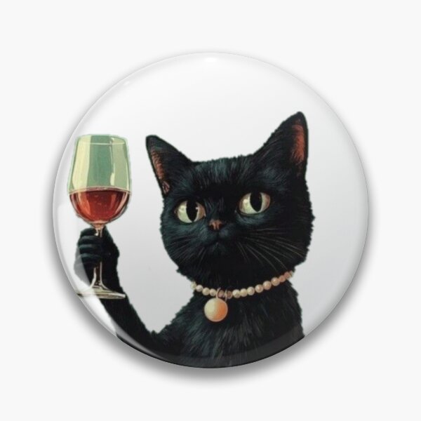 Item preview, Classy Black Cat with Wine & Pearls Illustration designed and sold by Theartistictale  _.