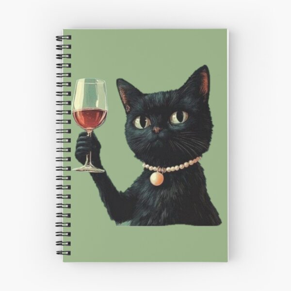 Item preview, Classy Black Cat with Wine & Pearls Illustration designed and sold by Theartistictale  _.