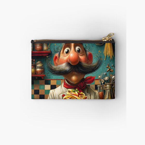 Item preview, Whimsical Chef with Pasta in Colorful Kitchen designed and sold by Artessie.