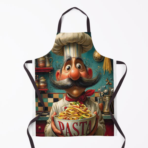 Item preview, Whimsical Chef with Pasta in Colorful Kitchen designed and sold by Artessie.