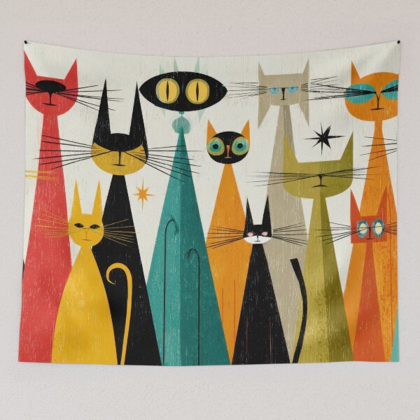 Item preview, Colorful cats in a group setting designed and sold by anytka.