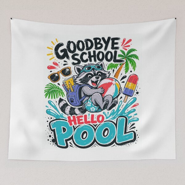 Item preview,  Goodbye School Hello Pool Raccoon Summer Break Humor designed and sold by designleon19.
