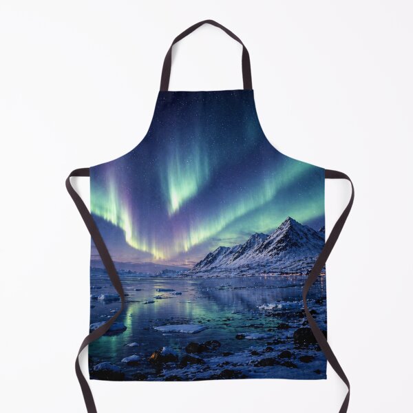Item preview, Svalbard Inspired Arctic Aurora Over Fjord Northern Landscape designed and sold by TheSlowShore.