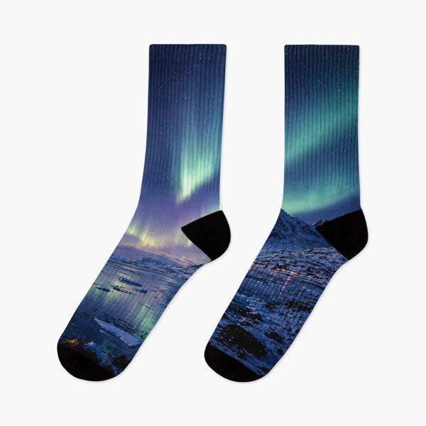 Item preview, Svalbard Inspired Arctic Aurora Over Fjord Northern Landscape designed and sold by TheSlowShore.