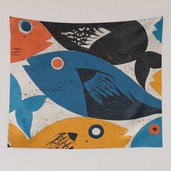 Item preview, Colorful fish patterns on a surface designed and sold by anytka.