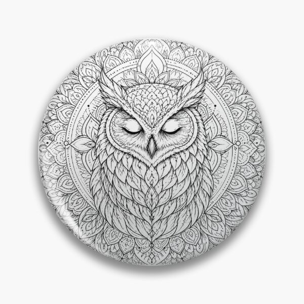Item preview, Peaceful Owl Mandala Spiritual Line Art designed and sold by suryabumblee.