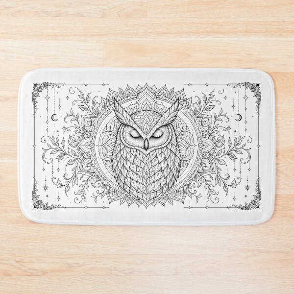 Item preview, Peaceful Owl Mandala Spiritual Line Art designed and sold by suryabumblee.
