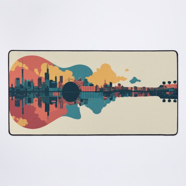 Item preview, A guitar shape shows a city skyline designed and sold by anytka.