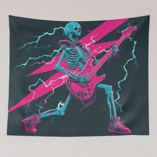 Item preview, Skeleton plays guitar on stage designed and sold by anytka.