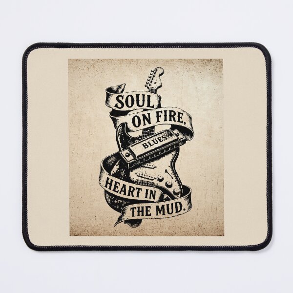 Item preview, Soul on Fire Blues Guitar and Harmonica Vintage Music Art designed and sold by UrbanPopDesigns.