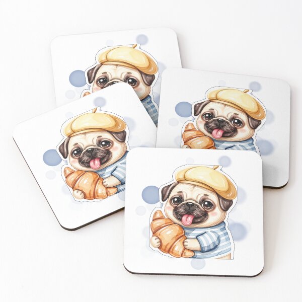Item preview, French Pug with Beret Holding Croissant France Flag Shirt Design designed and sold by iamKRUK.