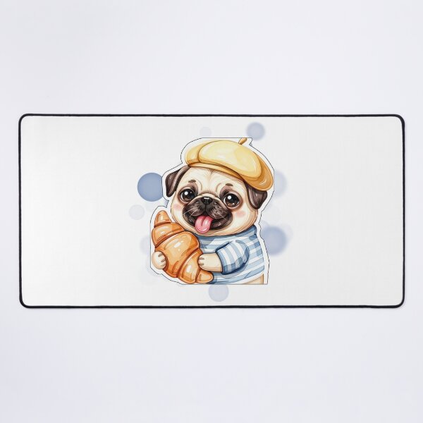 Item preview, French Pug with Beret Holding Croissant France Flag Shirt Design designed and sold by iamKRUK.