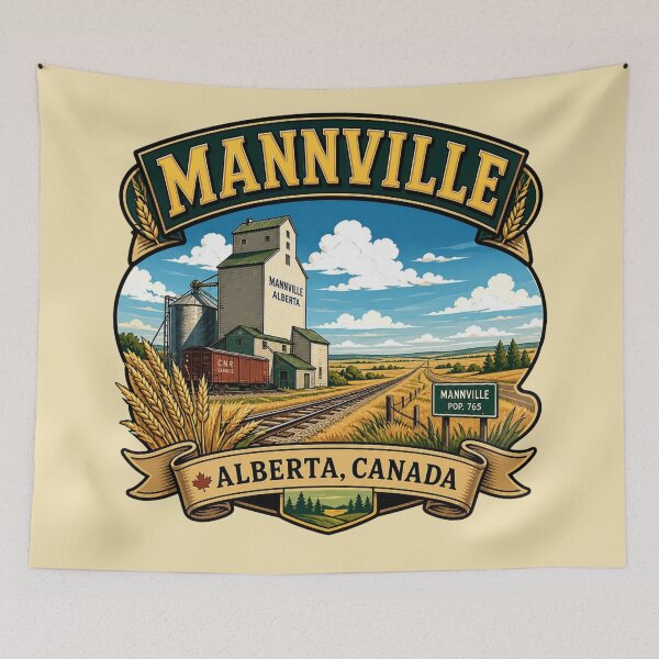 Item preview, Mannville, Alberta Canada - Prairie Grain Fields designed and sold by Myra365Art.