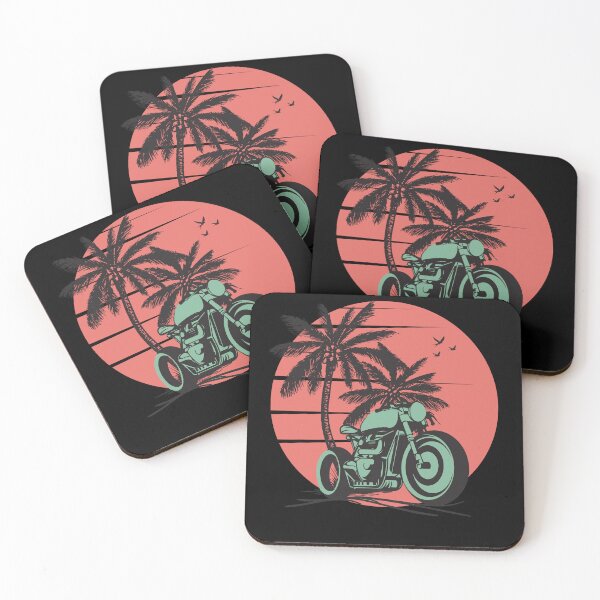 Item preview, Retro Motorcycle Sunset – Summer Vibe Biker Gift Idea with Tropical Palm Trees designed and sold by EichStore.