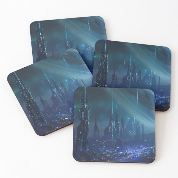 Item preview, Futuristic City Skyline at Night designed and sold by QuantumDrift.
