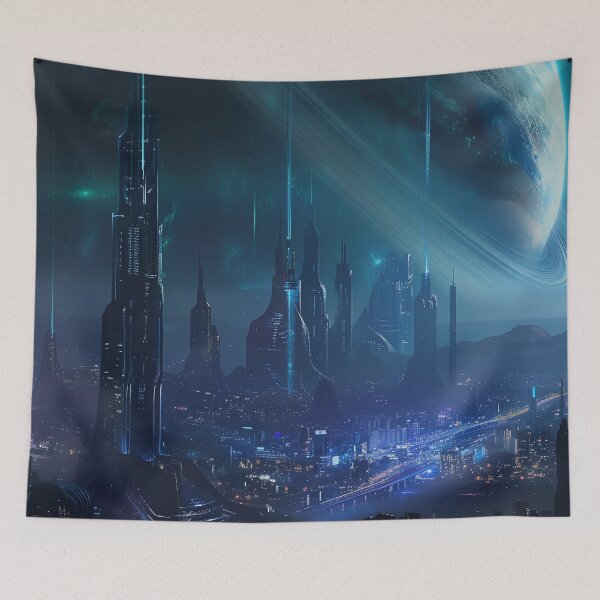 Item preview, Futuristic City Skyline at Night designed and sold by QuantumDrift.