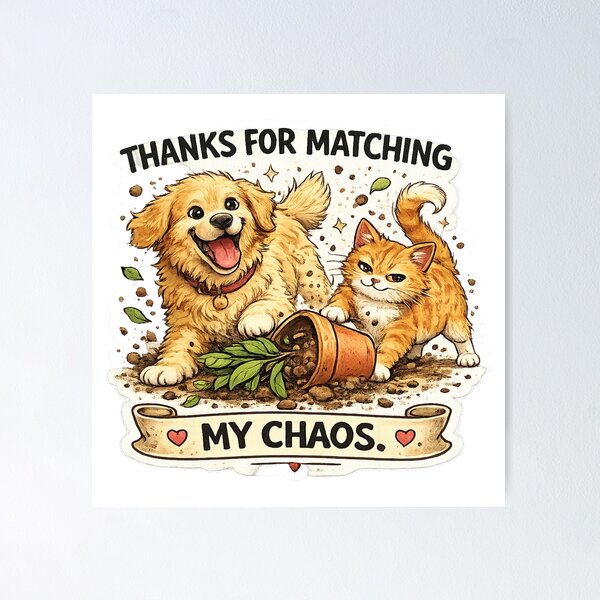 Item preview, Funny Best Friend Gift Cat Dog Chaotic Duo designed and sold by Gentlestate.