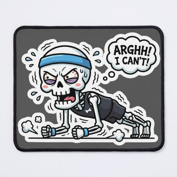 Item preview, Funny Plank Skeleton Workout - Arghh I Can't Gym Humor Sticker designed and sold by BreezifyDesignStudio.
