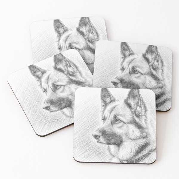 Item preview, German Shepherd Pencil Sketch Portrait | Black and White GSD Dog Art | Realistic Pet Drawing | Minimalist Monochrome Illustration Gift designed and sold by Leon Woods Pencil Art.