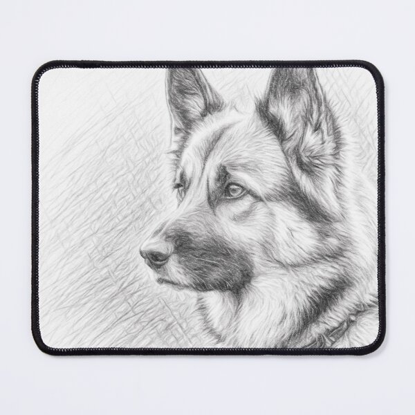 Item preview, German Shepherd Pencil Sketch Portrait | Black and White GSD Dog Art | Realistic Pet Drawing | Minimalist Monochrome Illustration Gift designed and sold by Leon Woods Pencil Art.