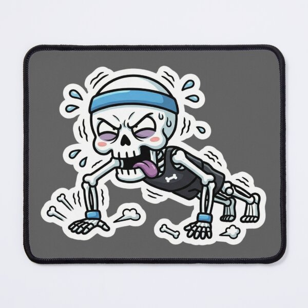 Item preview, Funny Skeleton Push Up Challenge - Exhausted Gym Humor Sticker designed and sold by BreezifyDesignStudio.
