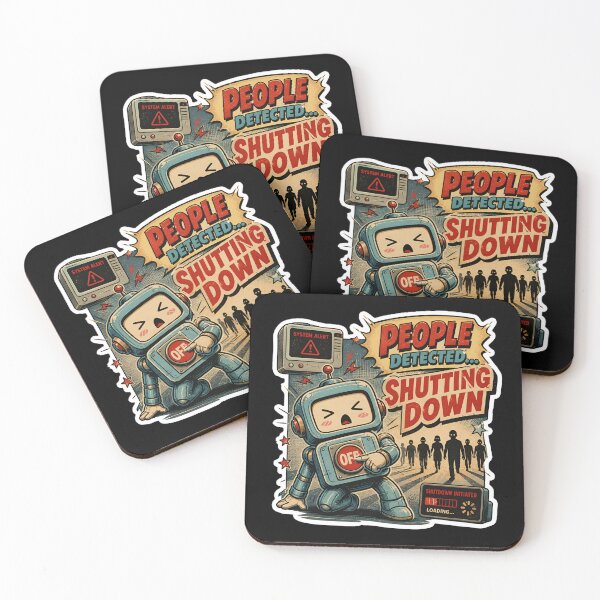 Item preview, People Detected Shutting Down Robot V3, Introvert Meme, Low Battery Social Humor, AI Burnout Retro Robot  designed and sold by Rude Bot.
