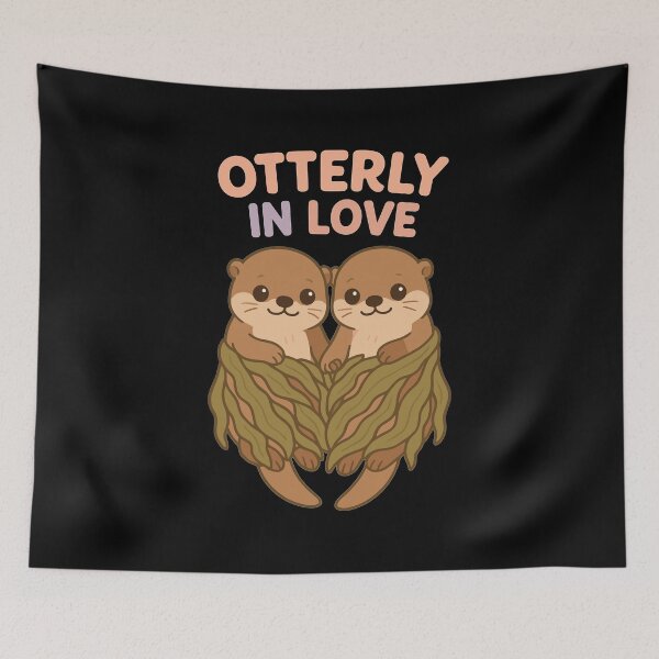 Item preview, Otterly In Love – Cute Pastel Otter Couple designed and sold by Pineapple-Tree.