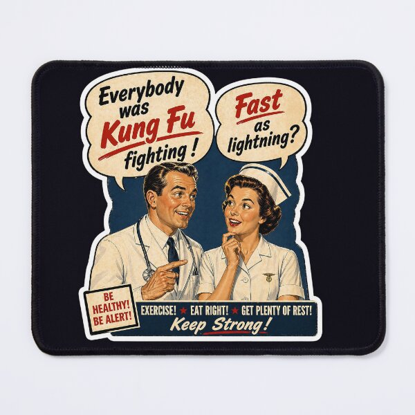 Item preview, Kung-Fu Fighting Doctor & Nurse – Retro Vintage Humor Sticker designed and sold by P’s stuff.