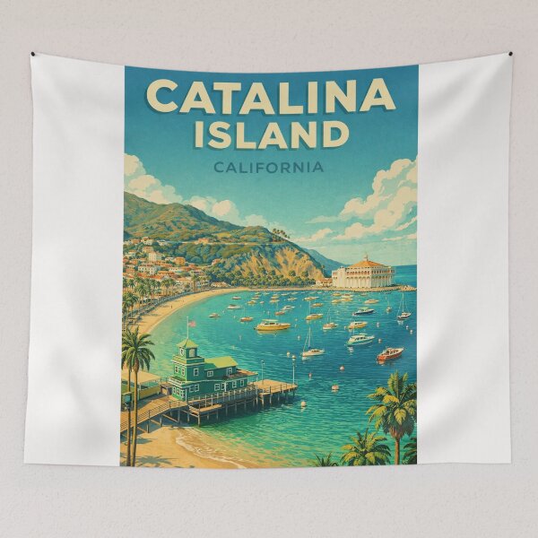 Item preview, Catalina Island Avalon Harbor California Coastal Boats and Hillside Town designed and sold by Places On Earth.