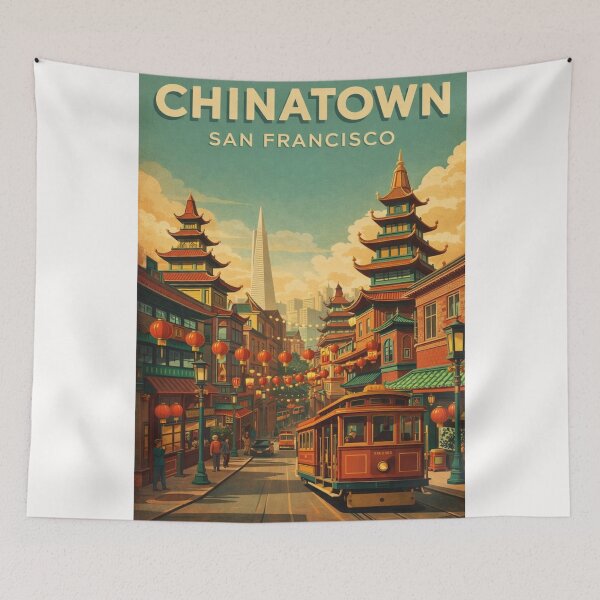 Item preview, Chinatown San Francisco California Pagoda Architecture and Cable Car Street designed and sold by Places On Earth.