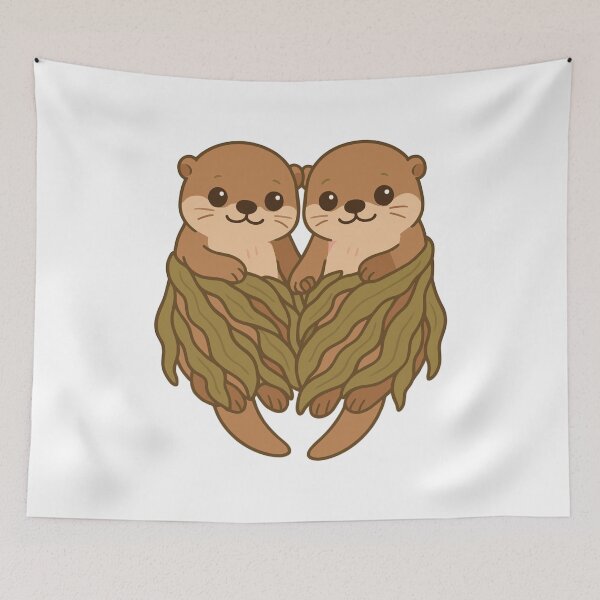 Item preview, Cute sea otter couple in a seaweed blanket designed and sold by Pineapple-Tree.