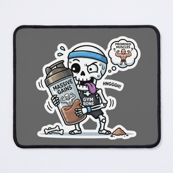 Item preview, Funny Gym Skeleton with Protein Shake - Massive Gains Workout Sticker designed and sold by BreezifyDesignStudio.
