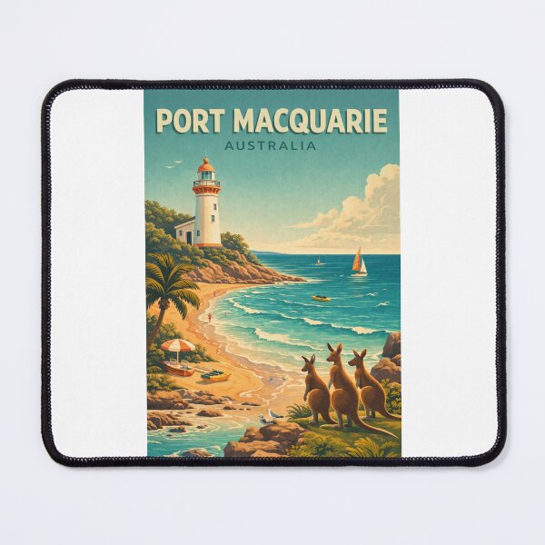 Item preview, Port Macquarie Australia Lighthouse Coastline and Kangaroos Beach Scene designed and sold by Places On Earth.