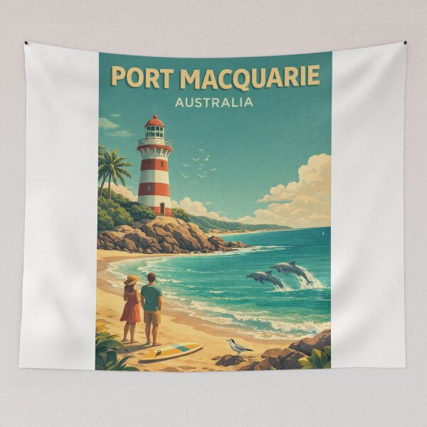 Item preview,  Port Macquarie Australia Lighthouse Dolphins and Coastal Beach View designed and sold by Places On Earth.