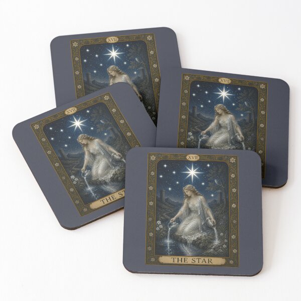 Item preview, The Star Tarot Card XVII Art Nouveau Illustration designed and sold by FabcoDesign.