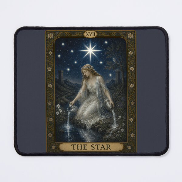Item preview, The Star Tarot Card XVII Art Nouveau Illustration designed and sold by FabcoDesign.