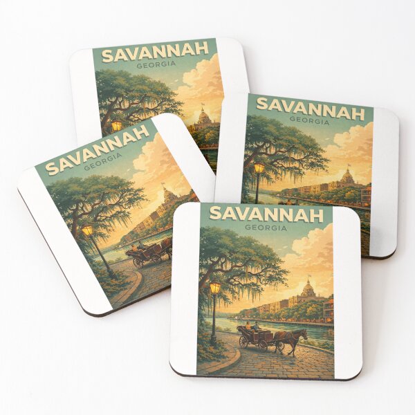 Item preview, Savannah Georgia Historic District River Street Horse Carriage Sunset designed and sold by Places On Earth.