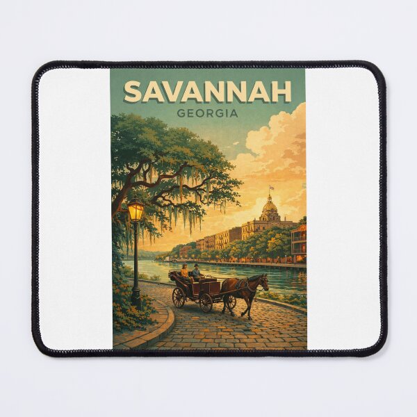 Item preview, Savannah Georgia Historic District River Street Horse Carriage Sunset designed and sold by Places On Earth.