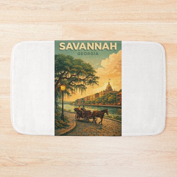 Item preview, Savannah Georgia Historic District River Street Horse Carriage Sunset designed and sold by Places On Earth.