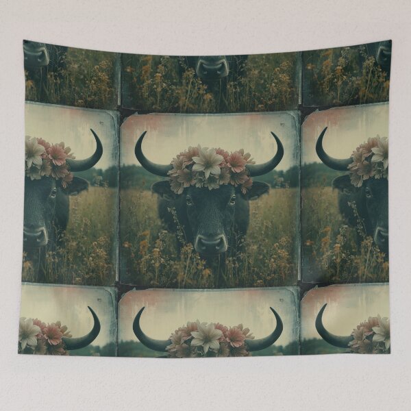 Item preview, Realistic Taurus Bull Close Up Dark Grunge Zodiac Art designed and sold by Mustangana.