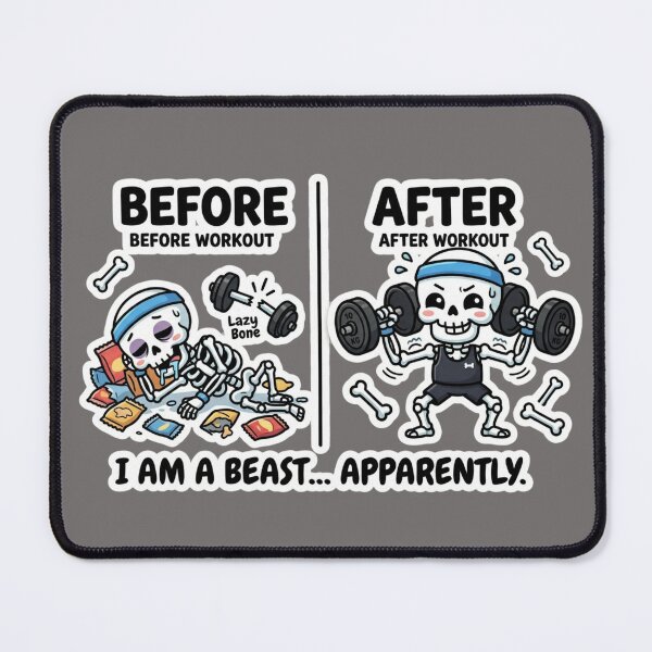 Item preview, Funny Skeleton Before After Workout - Lazy Bone Transformation Sticker designed and sold by BreezifyDesignStudio.
